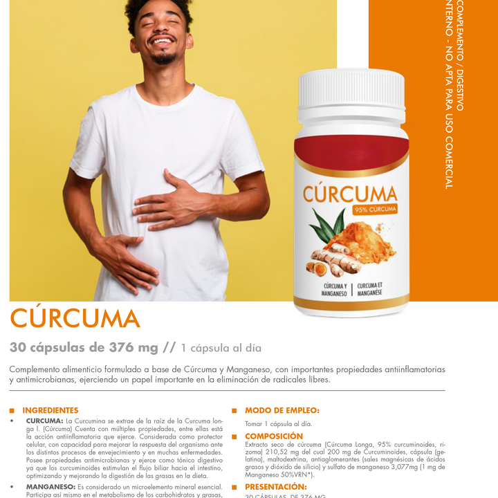 Cúrcuma 30 Cápsulas – Apoyo Articular y Antioxidante Natural