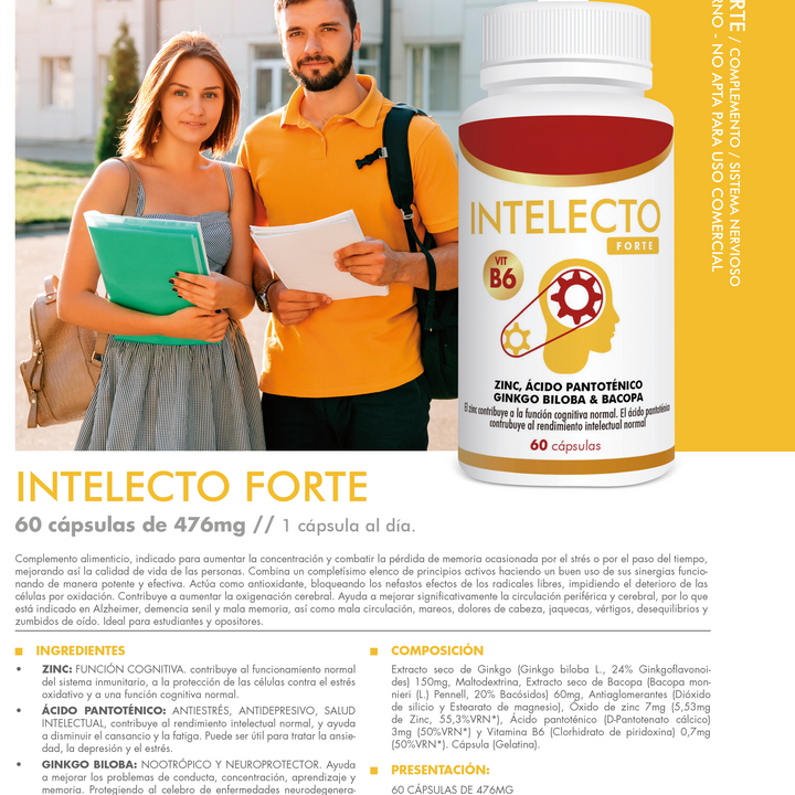Intelecto Forte 60 Cápsulas – Memoria y Rendimiento Mental