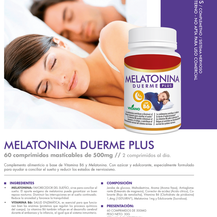 Melatonina Duerme Plus 60 Cápsulas – Sueño Profundo y Reparador